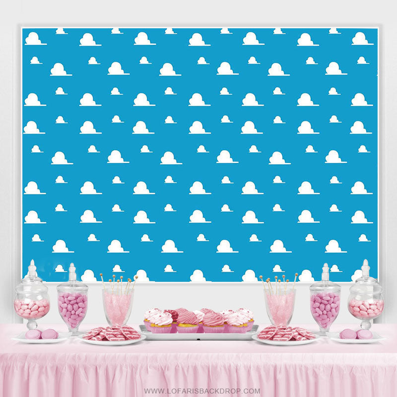 Lofaris Blue Sky White Clouds Kid Happy Birthday Party Backdrop