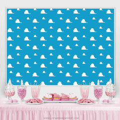 Lofaris Blue Sky White Clouds Kid Happy Birthday Party Backdrop