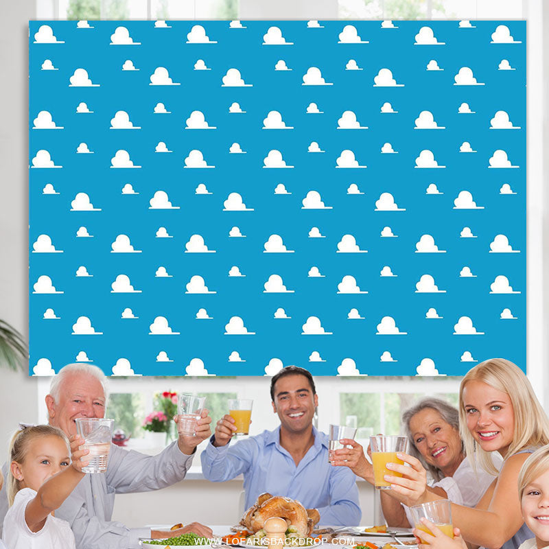 Lofaris Blue Sky White Clouds Kid Happy Birthday Party Backdrop