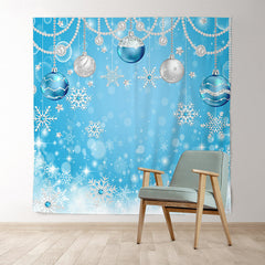 Lofaris Blue Snowflakes With Christmas Balls Holiday Backdrop