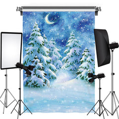 Lofaris Blue Snowy Night Trees Painting Winter Backdrops