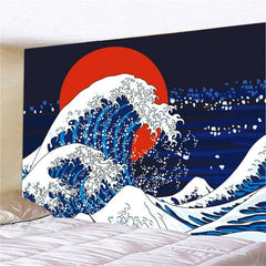 Lofaris Blue White Beach 3D Printed Landscape Wall Tapestry
