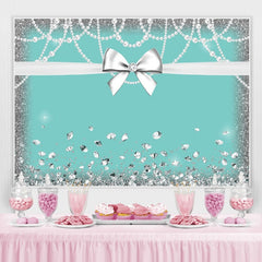 Lofaris Blue White Bowknot Glitter Diamond Birthday Backdrop