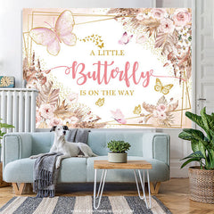 Lofaris Boho Butterfly Floral Baby Shower Backdrop For Girl