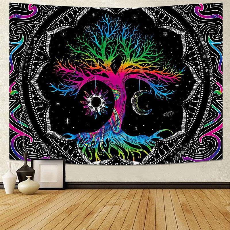 Lofaris Boho Psychedelic Abstract Mandala Pattern Wall Tapestry