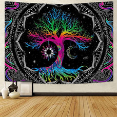 Lofaris Boho Psychedelic Abstract Mandala Pattern Wall Tapestry