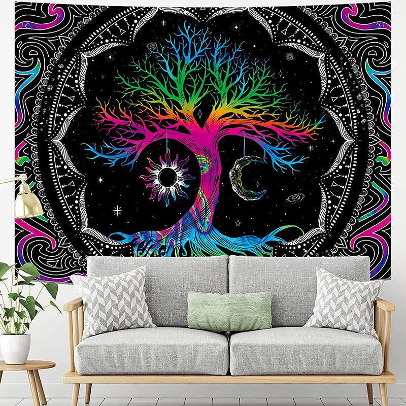 Lofaris Boho Psychedelic Abstract Mandala Pattern Wall Tapestry