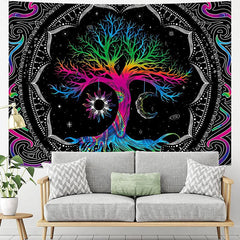 Lofaris Boho Psychedelic Abstract Mandala Pattern Wall Tapestry