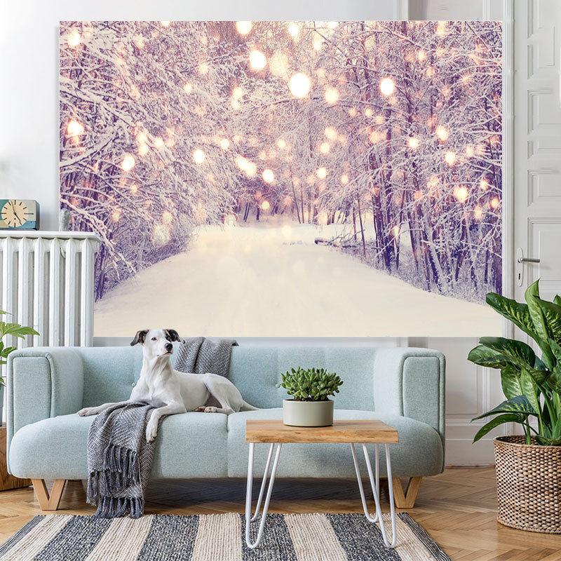 Lofaris Bokeh White Snowy Way In The Forest Winter Backdrop