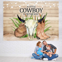 Lofaris A Little CowBoy Is On The Way Baby Shower Backdrop