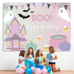 Lofaris Boo Pink Halloween Themed Birthday Party Backdrop