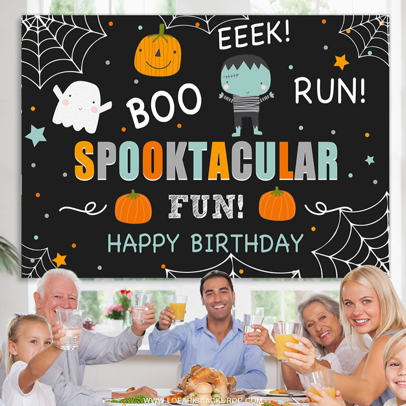 Lofaris Boo Run Spooktacular Fun Halloween Birthday Backdrop