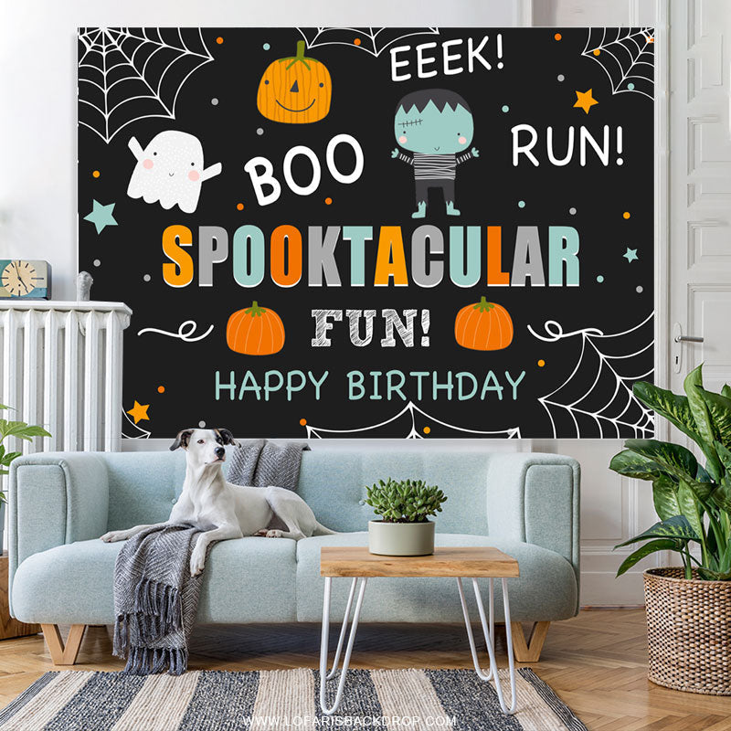 Lofaris Boo Run Spooktacular Fun Halloween Birthday Backdrop