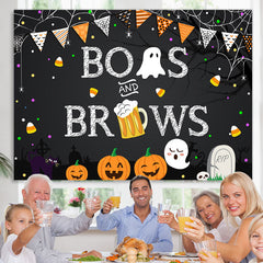 Lofaris Boos and Brows Pumpkin Cute Halloween Party Backdrop