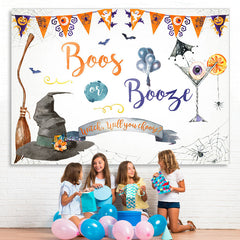 Lofaris Boos or Booze Witch Hat and Cocktail Halloween Backdrop