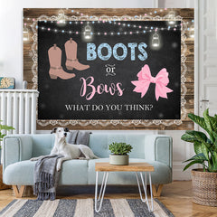 Lofaris Boots and Bows Cute Wood Baby Shower Backdrop