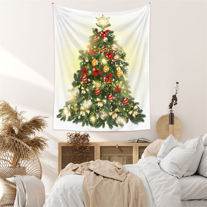 Lofaris Bow Tie Christmas Tree Balls Glitter Wall Tapestry