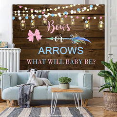 Lofaris Bows and Arrows Light Wooden Gender Baby Shower Backdrop