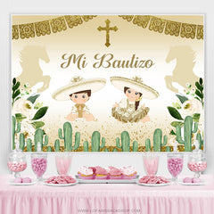 Lofaris Boy And Girl Gold Glitter Mi Bautizo Baby Shower Backdrop