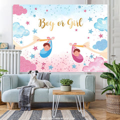 Lofaris Boy Or Girl Starry Cloud Crane Gender Reveal Backdrop