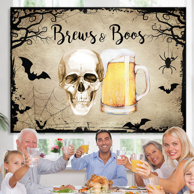 Lofaris Brews And Boos Halloween Theme Baby Shower Backdrop