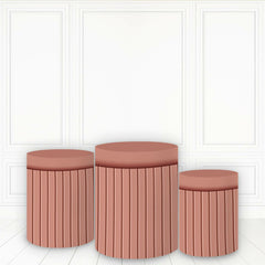 Lofaris Brick Red Cylinder Cover Printed Fabric Cake Table