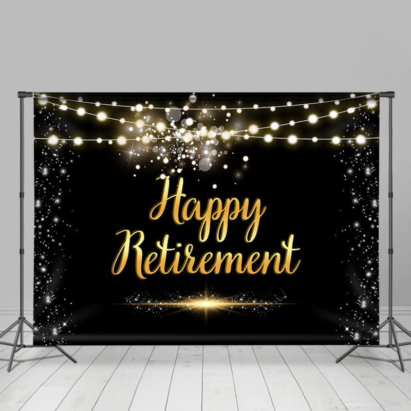 Lofaris Bright Bokeh Light Black Happy Retirement Backdrop
