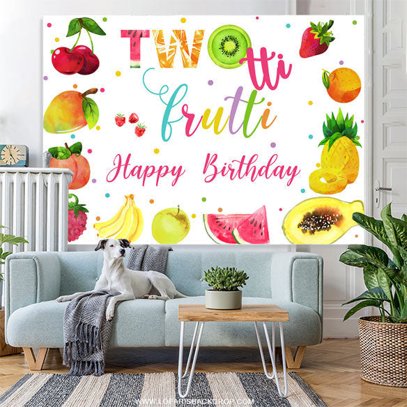 Lofaris Bright Fruits 2nd Happy Birthday Backdrop Decoration