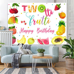 Lofaris Bright Fruits 2nd Happy Birthday Backdrop Decoration