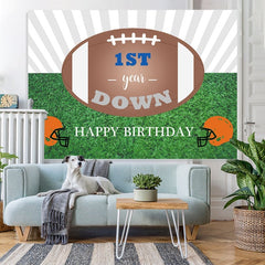 Lofaris Brown Ball And Grassland 1st Happy Birthday Backdrop
