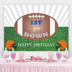 Lofaris Brown Ball And Grassland 1st Happy Birthday Backdrop