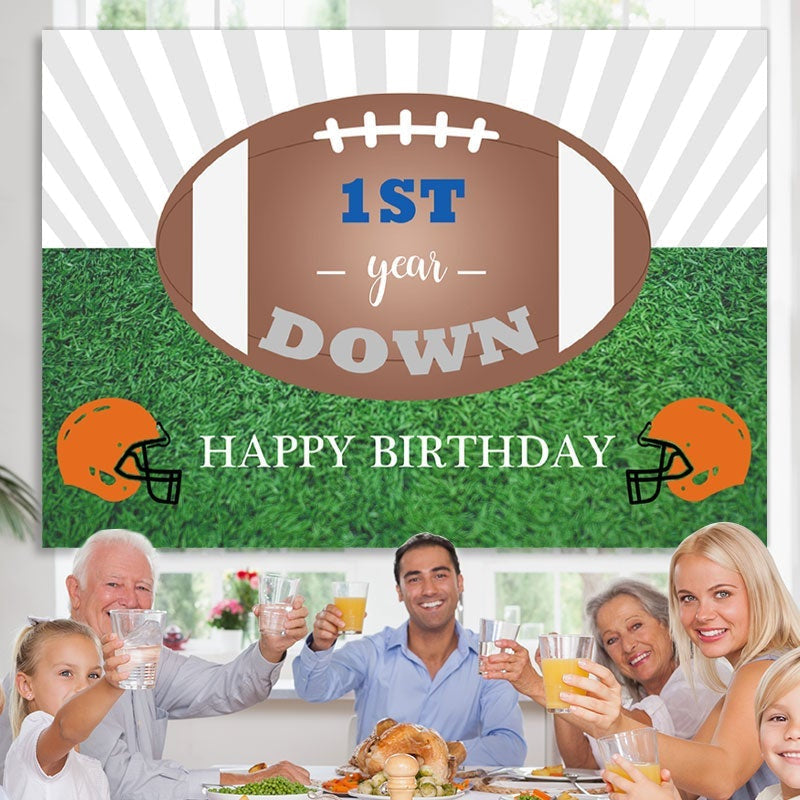 Lofaris Brown Ball And Grassland 1st Happy Birthday Backdrop