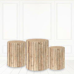 Lofaris Brown Color Plinth Cover Wood Block Pattern Cake Table