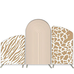 Lofaris Brown Stripe Giraffe Zebra Textured Arch Backdrop Kit