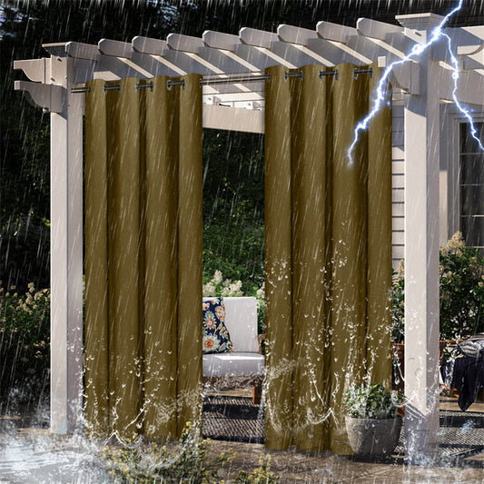 Lofaris Coffee Waterproof Grommet Top Outdoor Curtains for Cabana