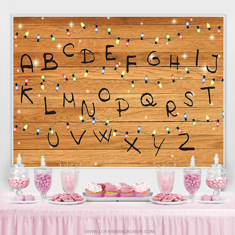 Lofaris Brown Wood And Colourful String Letter Birthday Backdrop