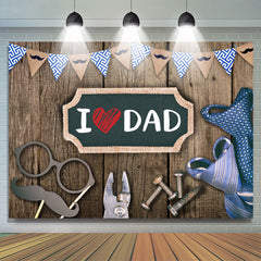 Lofaris Brown Wooden I Love Dad Happy Fathers Day Backdrop