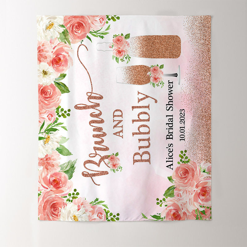 Lofaris Brunch And Bubbly Floral Pink Backdrop For Girls