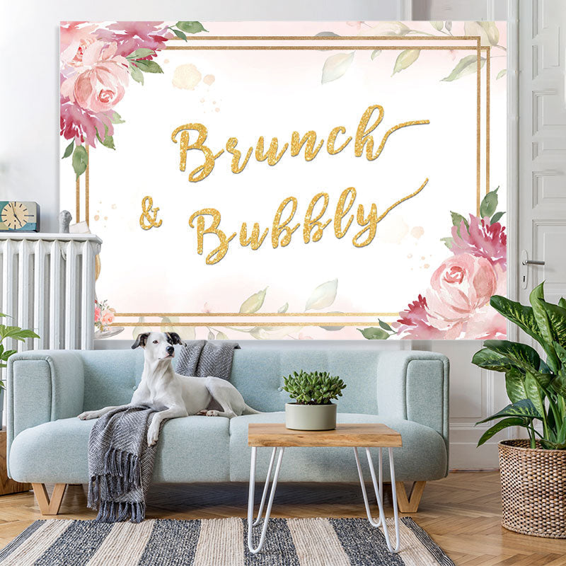 Lofaris Brunch and Bubbly Golden Pink Backdrop for Girl