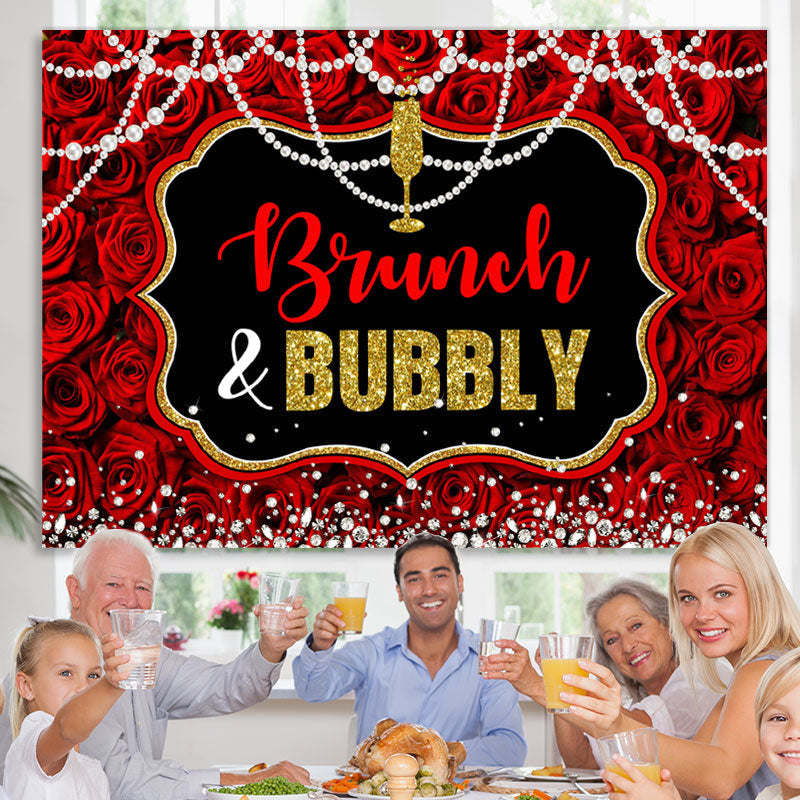 Lofaris Brunch and Bubbly Red Rose Gorgeous Tea Partybackdrop