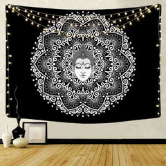 Lofaris Buddha In The Flower Bohemian Mandala Beach Wall Tapestry