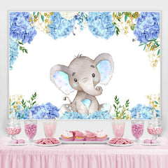 Lofaris Bule Purple Little Floral Elephent Baby Shower Backdrop
