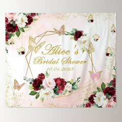 Lofaris Burgundy Flowers With Butterfly Sweet Wedding Backdrop