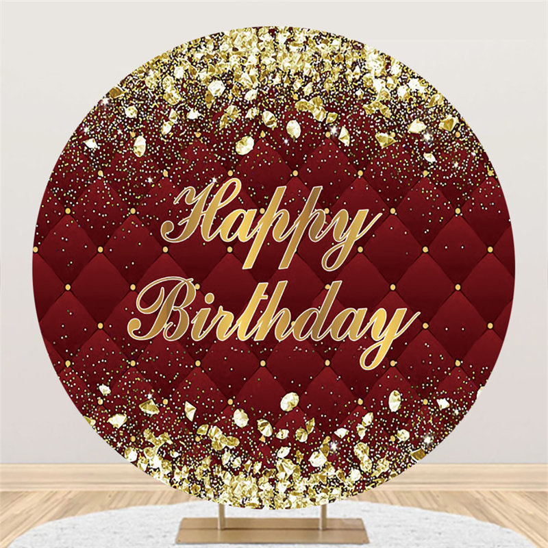 Lofaris Burgundy And Rose Golden Round Happy Birthday Backdrop