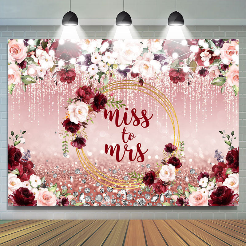 Lofaris Burgundy Rose Gold Adorable Flowers Wedding Backdrop