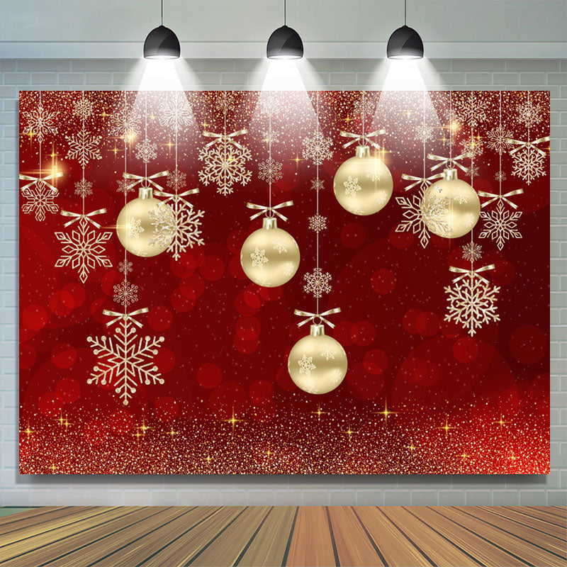 Lofaris Burgundy With Shiny Snowflake Christmas Ball Backdrop
