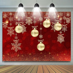 Lofaris Burgundy With Shiny Snowflake Christmas Ball Backdrop