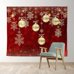 Lofaris Burgundy With Shiny Snowflake Christmas Ball Backdrop