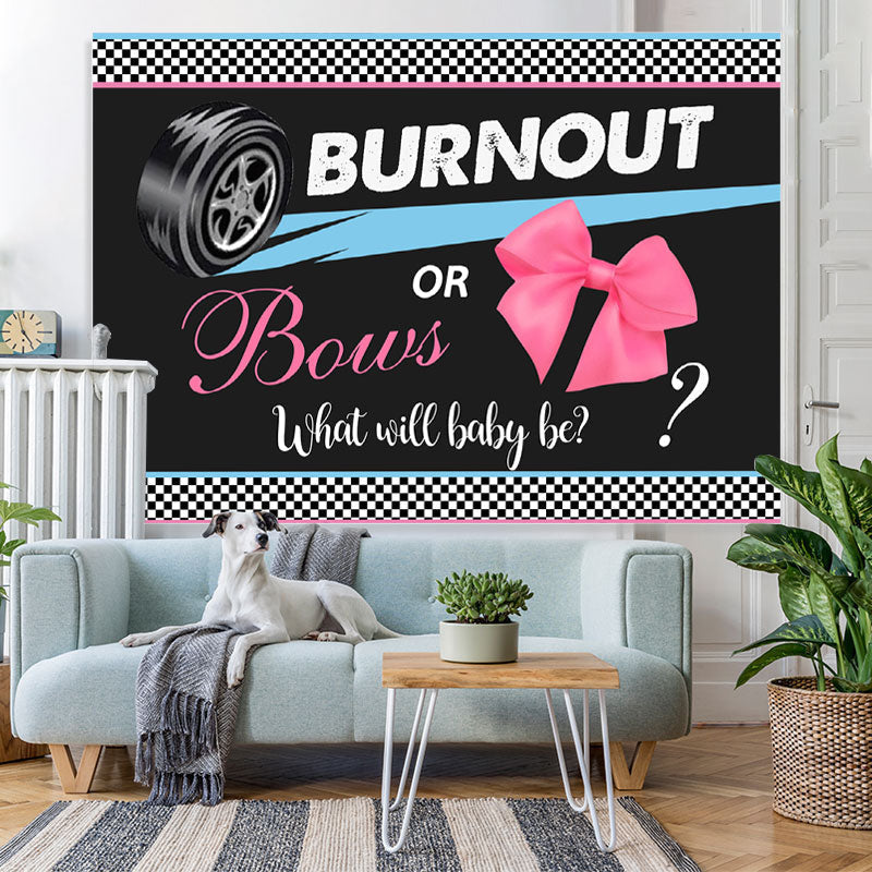 Lofaris Burnout Or Bows What Will Baby Be Shower Backdrop