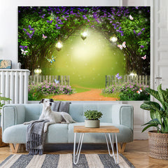 Lofaris Butterfly And Floral Dense Theme Baby Shower Backdrop